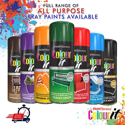 All Purpose Spray Paint Aerosol Auto Car Matt Gloss Wood Metal Plastic 400ml • £5.38