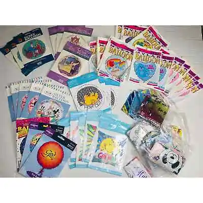 Big Lot Of 55 Mylar Balloons Assorted Themes Disney Boy Girl Get Well Mickey NOS • $75.28