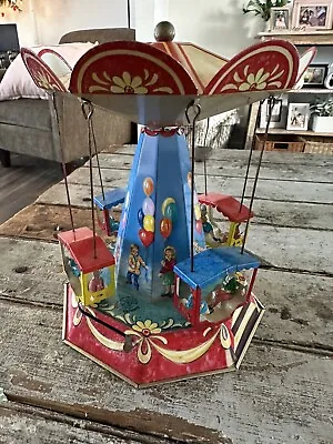 Vtg Tin Carousel Merry-Go-Round J. W. Wagner/Brunn 2002 Made In Germany Rotates • $15.50