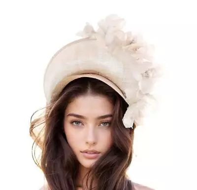 Nude Beige Halo Crown Fascinator Headpiece Royal Ascot Kentucky Derby Oaks • £110