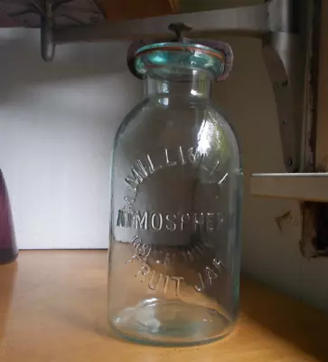 1/2 Gallon Millville Atmospheric Fruit Jar With Original Clamp & 1861 Glass Lid • $150