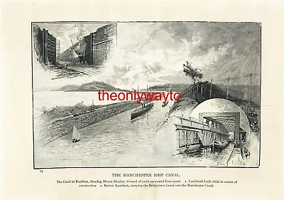 Manchester Ship Canal England Book Illustration (Print) 1903 • £15.97