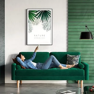 2 Seater Modern Sofa Small Velvet Loveseat 58 Inch For Bedroom Living Room Green • £189.10