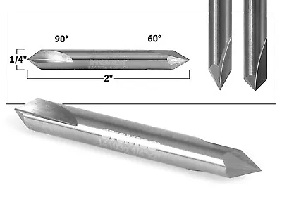 60 & 90 Degree V Groove Solid Carbide Router Bit - 1/4  Shank - Yonico 14103q • $20.95