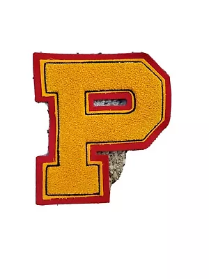 $3.50 • Buy Vintage P Varsity Letter Letterman Jacket Patch 8  Red/gold