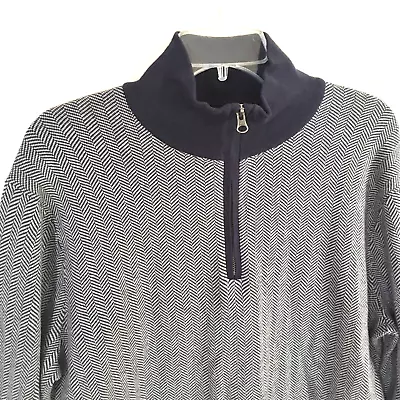 NEW J Crew Men's Size Medium Herringbone 1/4 Zip Sweater Gray Blue Cotton NWT • $28.99