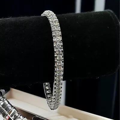 Epiphany Platinum Clad Diamonique Tennis Bracelet 5.40 Ct Tw Sterling Silver .92 • $124.99