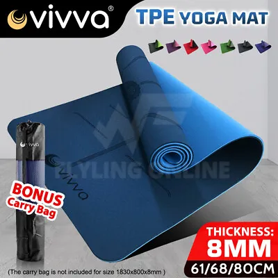 $4.55 • Buy VIVVA TPE Yoga Mat Eco Friendly Exercise Fitness Gym Pilates Non Slip Dual Layer