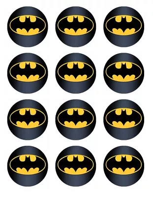 BATMAN LOGO Cupcake Toppers Edible Icing Image Birthday Cake Decorations 12 #01 • $8.98