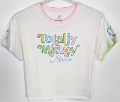 Disney Totally Mickey Mouse Cropped Shirt Top Women's Size XL Short Sleeve • $16.99