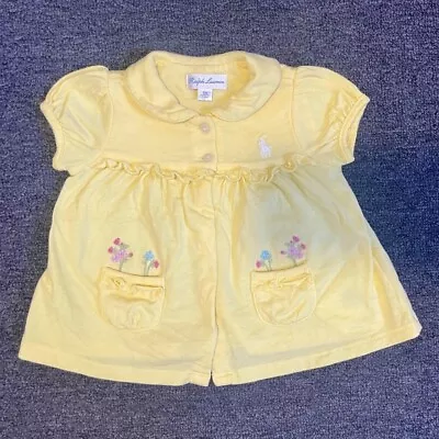 Ralph Lauren Baby Girl Yellow Embroidered Top Size 00 • $10