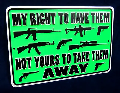 MY RIGHTS -*US MADE*- Embossed Metal 2nd Amend Sign - Man Cave Garage Bar Décor • $15.75