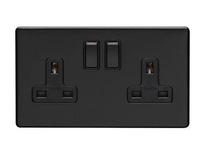 £12.96 • Buy Eurolite ECMB2SOB Screwless Matt Black Double Socket 13amp Switched Plug Socket