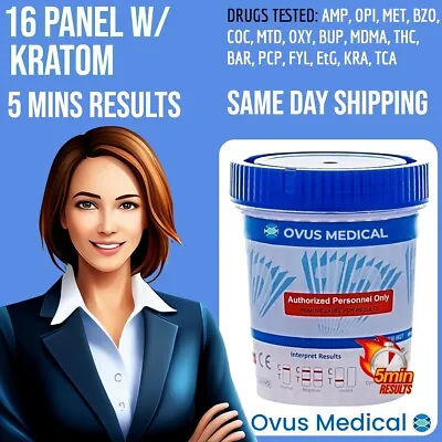 16 Panel Drug Test Kit W/ KRA (10 Cups) - FREE Shipping Mon-Fri Ovus Medical • $102.70