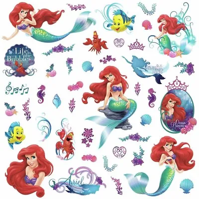 DISNEY LITTLE MERMAID 43 Wall Decals Princess Ariel Sea Room Decor Stickers R5 • $15.99