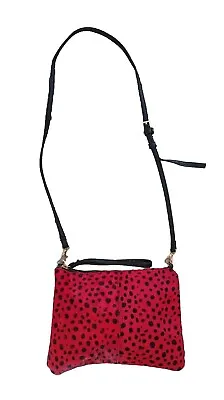 Ladies Red Black Spotty Faux Fur Hand Bag Clutch Bag Shoulder Bag 🐞 Ladybird  • £10