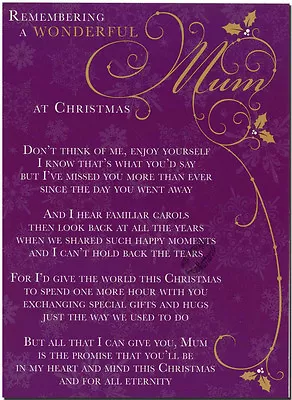 Christmas Grave Card - Wonderful Mom FREE Holder-C101 Memoriam Funeral Memorial • £1.85