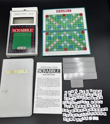 Vintage 1988 Magnetic Pocket Edition Travel Scrabble Word Game - 100% Complete • £14.99