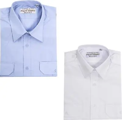 Mens Pilot Shirts Long Sleeves Security Bus Driver Shirt With Shoulder Appellate • £24.95
