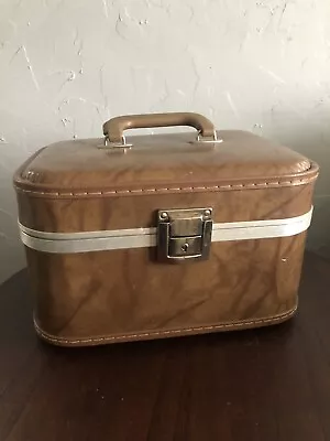 Vintage MCM Train Case Vanity Makeup Travel Case Brown No Key No Mirror • $59.45