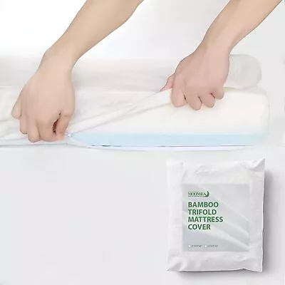 Bamboo Tri-fold Mattress Protector Waterproof Ultra Soft 75 X25 X4  Cover Only • $28.99