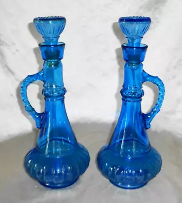 Blue Jim Beam I Dream Of Jeannie Decanter Genie Bottles Set W Stoppers Vintage • $268.76