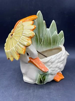 Vintage 1950's McCoy  Yellow Duck With Umbrella  Pottery Planter • $44.99