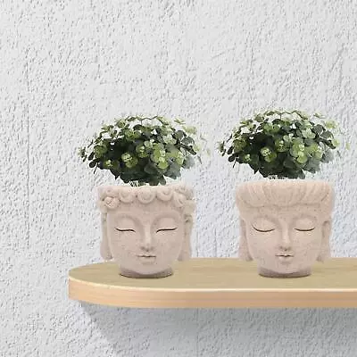 Buddha Head Flower Pot Makeup Brush Container Bonsai Decors With Drainage Hole • $14.85