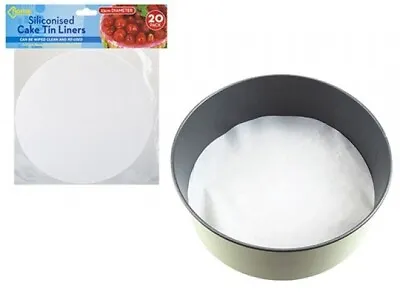 20 Pack 23cm Siliconised Round Re-usable Oven Cake Tin Liners Paper • £3.29