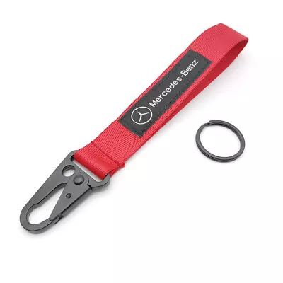 Car Keychain Embroidered Logo Key Chain Key Lanyards Red Nylon For Mercedes Benz • $8.99