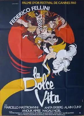 La Dolce Vita - Fellini / Mastroianni / Ekberg -rare Reissue French Movie Poster • $299.99