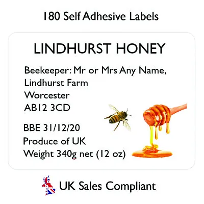£9 • Buy 180 Honey Jar Labels Preserve Jam Jar Beehive Sign Personalised Sticker Uk Sales