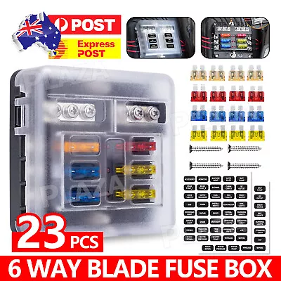 6 Way Fuse Box Blade Auto Block Holder Panel 12V~32V For Car Power Distribution • $14.45