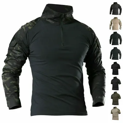 Mens Army-Tactical Military Uniform Airsoft Camo Combat Long Sleeve T-Shirt-Tops • $19.99