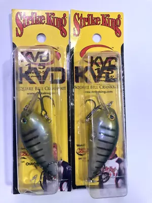 2 New STRIKE KING LURES 2.25  KVD 1.5 Squarebill 3/8oz CRANKBAITS Phantom Perch • $15