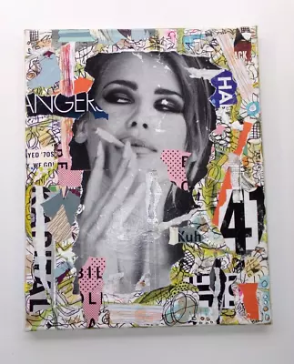 Mixed Media Collage Art On Canvas 20x16 Billboard Graffiti Fashion Advertising • $34.99