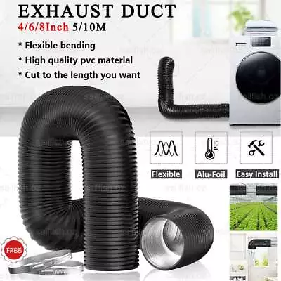 4/6/8in 16ft/32ft Flexible Pipe Hose Tube For Exhaust Duct Fan Air Conditioner • $24.95