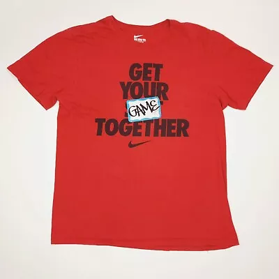 Nike Get Your Game Together Spell Out Red Athletic Cut T-Shirt Adult Size Large • $6