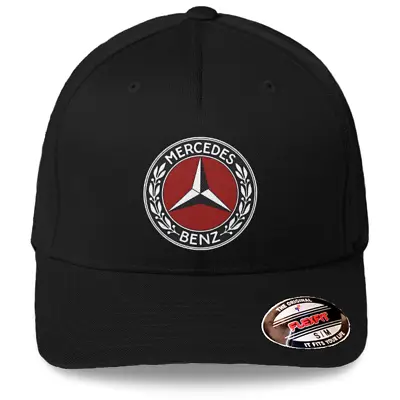$24.99 • Buy Mercedes-Benz Old Logo  Black Hat Flexfit Baseball Cap Printed Emblem S/M & L/XL