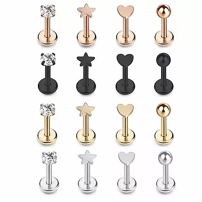 16pcs 316L Stainless Steel CZ Labret Monroe Lip Rings Cartilage Helix Piercing • $10.99