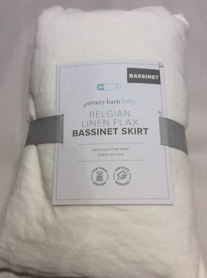 $65 • Buy Pottery Barn Kids Belgian Flax Linen Bassinet Bed Skirt Nursery NWT! White