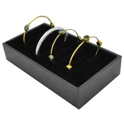 Black Velvet Slotted Jewelry Bangle / Bracelet Display Tray Holder Organizer  • $25.66