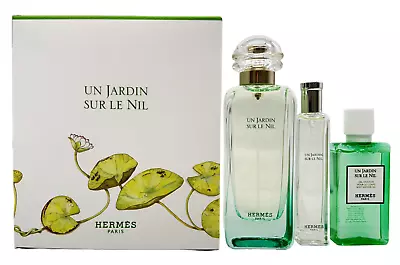 Hermes Un Jardin Sur Le Nil Gift Set - 3.3oz EDT  + 0.5oz EDT + 1.35oz S/Gel • $90.90