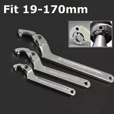 Adjustable Hook Wrench C Spanner 19mm - 175mm For Slotted Retaining Rings • £21.30