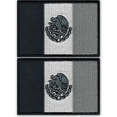 Black Mexican Flag Patches (2-Pack) Mexico Flag Embroidered Iron On Patch Appliq • $9.19