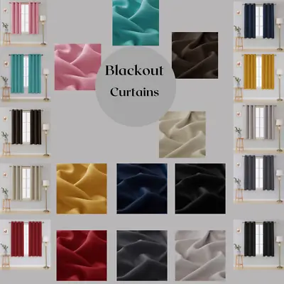 RHF Blackout Curtains Ready Made Noise Reduce Ready Made Eyelets Ring Top • £24