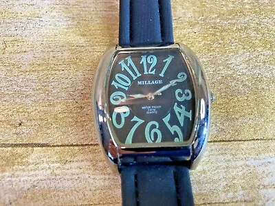 Millage 1924gblk Metal Watch Silver Stainless Case Black Leather Band ⭐️EUC⭐️ • $499.99