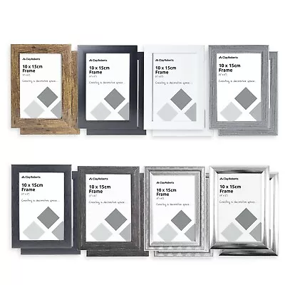 £4.99 • Buy Pack Of 2 Photo Frames 6x4 White, Grey, Silver, Brown, Black, 6x4 Picture Frame