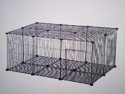 PawHut D51-223 Pet Playpen Metal Wire Fence 22 Panel Black Enclosure -New Open • £27.99