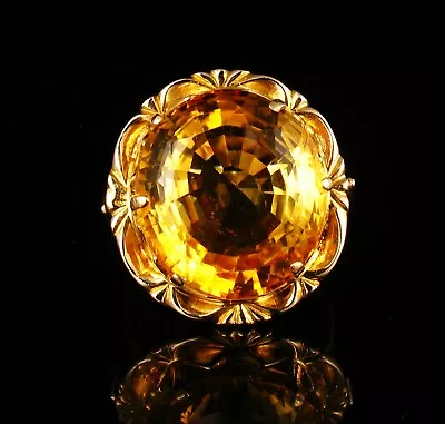 $3500 • Buy VINTAGE RETRO FINE NATURAL 15.0ct MADEIRA CITRINE SOLID 18K GOLD COCKTAIL RING